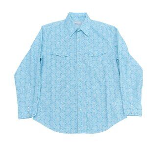 Wrangler Wrancher White Teal Paisley Pearl Snap Western Shirt Mens Large NWT